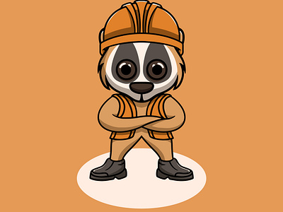 Cute Slow Loris Miner animal animation branding cute design graphic design icon illustration kawaii logo miner meme logo tees design idea ui universal mascot design