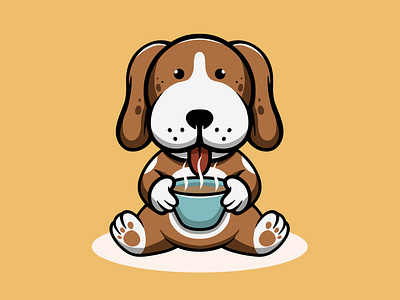 Cute dog Drinking Hot Chocolate