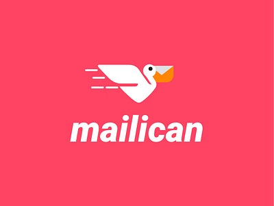 mailican email + pelican animal bird clever creative design email fast fly logo minimal pelican simple speed