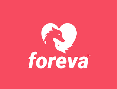foreva animal clever couple creative dating design heart logo love minimal negativespace simple wolf