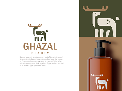 Ghazal animal beauty clever cosmetic creative deer design forest logo minimal simple