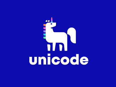 unicode animal clever creative design horse logo minimal simple unicorn