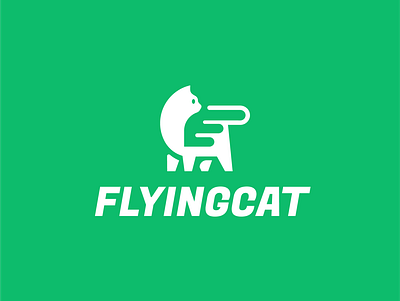flying cat (approved design) animal cat clever creative design fly logo minimal negativespace pet simple wing