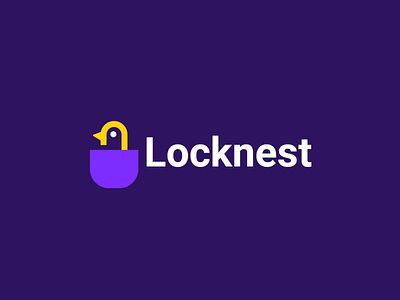 Locknest (home security) animal bird clever creative design lock logo minimal nest security simple