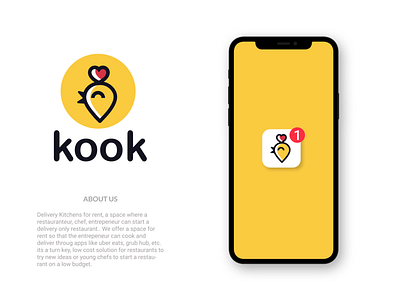 KooK bird chicken clever creative delivery design food location logo minimal pin restaurant roaster simple