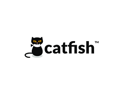 catfish agency animal cat clever creative design detective fish logo minimal simple