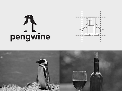 pengwine bird bottle clever creative drink logo minimal negativespace penguin simple wine