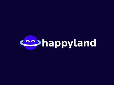 Happyland clever creative design enjoy happy joyful land logo minimal planet simple smile space