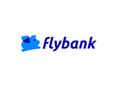 Flybank bank clever creative design fly logo minimal money pig piggy simple