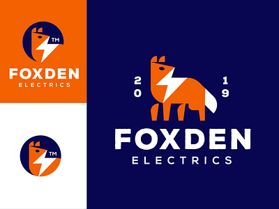 Foxden electrics updates animal bolt clever coffee creative design electric electricity electronic fox logo minimal simple