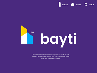 bayti agency brokerage building clever colorful creative design home house logo minimal monogram real estate simple