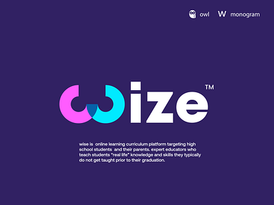 wize animal bird clever creative design education graduate graduation learn logo minimal monogram owl playful school simple student teach teacher wordmark