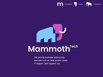 mammoth tech animal chat clever creative design logo mammoth minimal minimalist modern quote simple talk tech