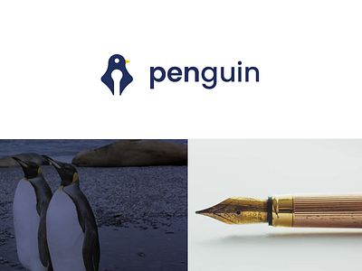 penguin animal bird clever creative design logo minimal pen penguin simple write writer