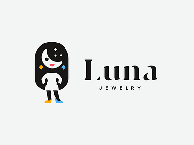 luna brand clever creative design earings girl jewelery logo minimal moon night ring simple space star style woman
