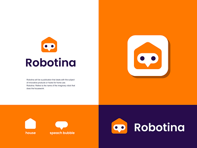 robotina chat chatbot clever creative design girl home house housekeeper logo minimal robot simple techno woman