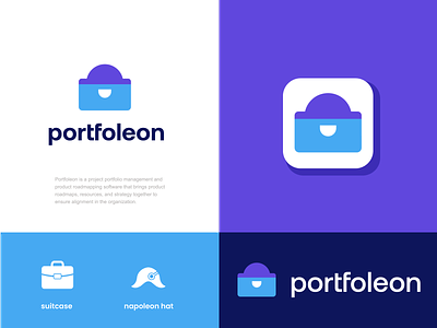 portfoleon brief case clever creative design document file logo managment minimal portfolio simple software suitcase