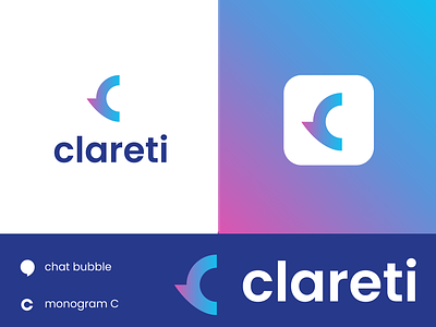 clareti bubble c logo chat chatbot chatting clean clever communication creative design health letter c logo mental minimal modern monogram simple speak talk