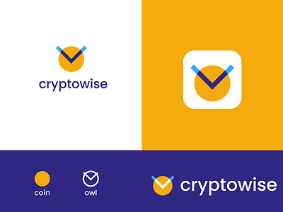 cryptowise v1 abstract branding crypto education logo minimal modern owl student wise