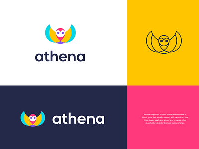 athena animal clever colorful creative design fly free geometric logo minimal owl simple wisdom wise