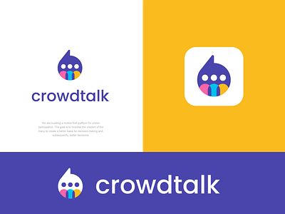 crowd talk bubblechat chat clever colorful creative crowd design logo minimal people simple talk