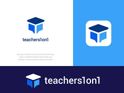 teachers1on1 cap chat clever creative design education graduation learn logo minimal school simple student teacher