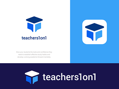 teachers1on1 cap chat clever creative design education graduation learn logo minimal school simple student teacher