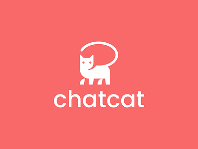 chat cat animal bubble cat chat clever creative design logo minimal negativespace pet simple speach