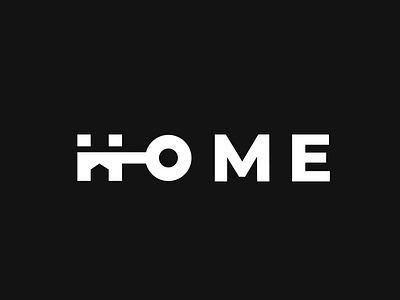HOME clever creative design home house key logo minimal negative space simple wordmark