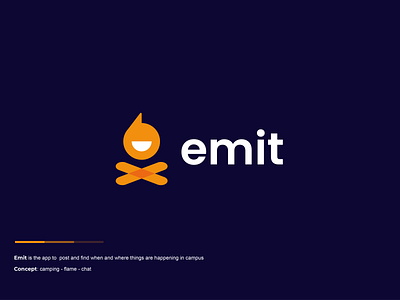 Emit camping chat clever communication creative design fire flame logo meeting minimal simple talk