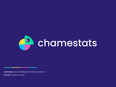 chamestats analyse analytics animal chameleon chart clever colors creative data design logo minimal pie chart simple statistics tech technology tool