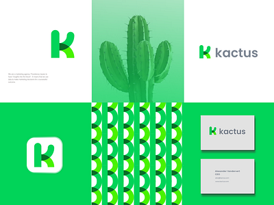 kactus analytics cactus clever creative data design green k letter logo minimal modern monogram plant simple tech