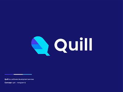 Quill app branding clever creative design logo modern quill simple software technology tool writer writing