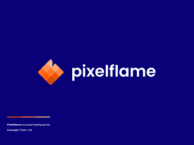 pixelflame brand branding business card clever cloud creative design fire flame hosting logo minimal modern pixel simple square tech technology