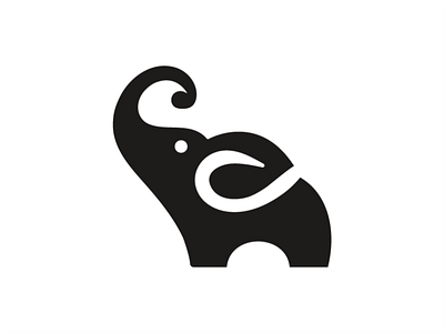 elephant + leaf animal clever creative elephant happy health herbal leaf logo medical minimal negative space organic simple