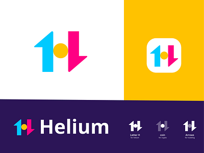 Helium accounting arrow buy clever coin creative crypto cryptocurrency down financial fund letter letter h logo minimal monogram sell simple stock up