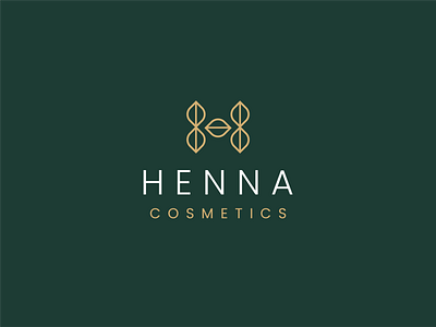 Henna beauty clever cosmetic creative design female fminine green leaf letter logo minimal monogram organic simple skin