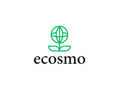 ecosmo clever cosmo creative eco flower green logo minimal planet plant simple space