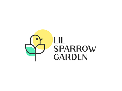 lil sparrow garden 2nd concept. bird branding clever creative design flower garden logo minimal morning simple sparrow spring tree