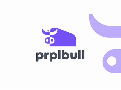 prplbull animal branding bull clever community creative design fitness logo minimal negative positive purple simple strong