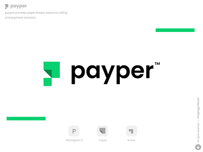 payper app bank branding clever creative design finance financial green letter logo minimal p paiper pay payment simple wallet