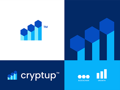cryptup blockchain branding chart clever creative crypto cryptocurrency design finance growth logo minimal simple tachnology