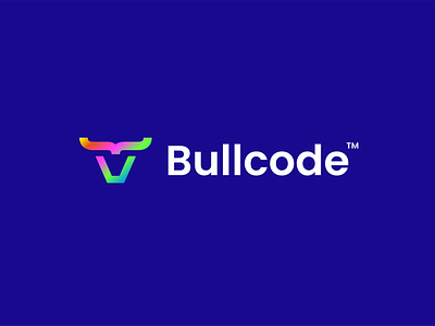 Bullcode blockchain bull clever code coding colorful creative crypto logo marketing minimal modern simple
