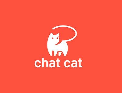 chat cat animal cat chat clever creative design logo minimal pet simple