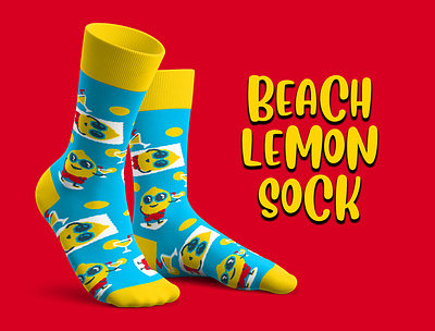 Beach Lemon Sock design graphic design pixel art socks