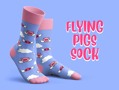 Flying Pigs Sock design graphic design pixel art socks