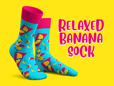 Relaxed Banana Sock design graphic design pixel art socks