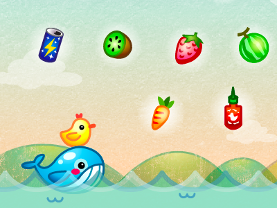 Hungry Duck iPhone Game cute duck food game illustration iphone game mobile whale