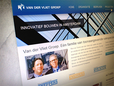 Homepage Van der Vliet groep homepage webdesign
