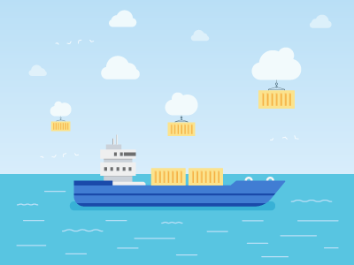 Cloud Containers birds cloud containers graphic design illustration ocean sea ships sky